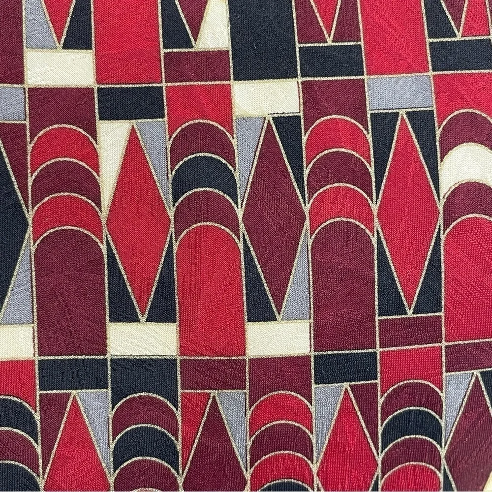 Don Loper Vintage Geometric 100% Italian Silk Tie Red Retro Designer Hollywood